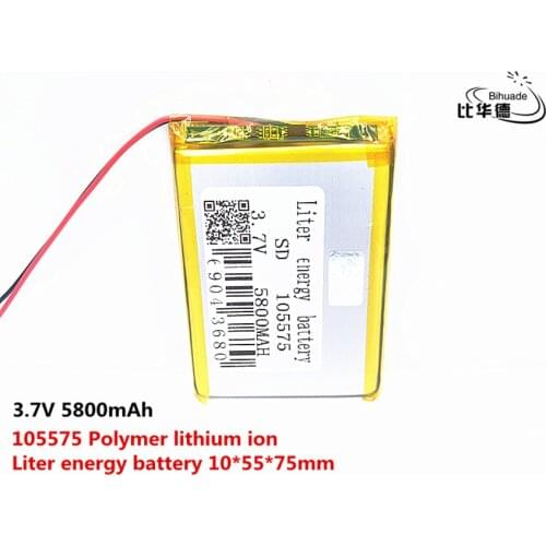 1pcs/lot 105575 3.7 V lithium polymer battery 5800 mah DIY mobile emergency power charging treasure battery