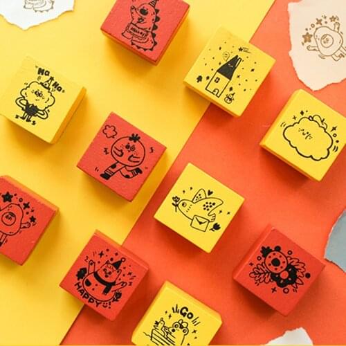 1 Pcs/Lot Cartoon Color Building Blocks stamp DIY wooden rubber stamps for scrapbooking stationery scrapbooking standard stamp