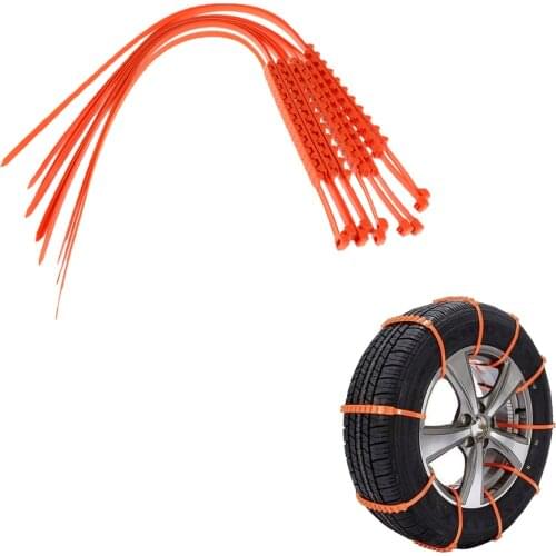 10Pcs Car Security Chains Anti Slip Snow Chains of Car, SUV, Truck Chain Tire Emergency Traction Chain (Orange)