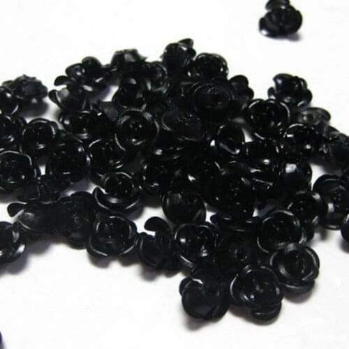200 Black Aluminum Metal Rose Flower Beads 8mm Finding