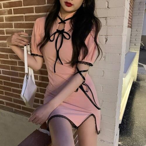 2021 sexy chinese dress elastic knitting qipao dresss bodycon cheongsam oriental styled oriental dress elegant party dress