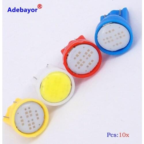 30 X T10 194 168 W5W highlight 6 LED lamplet COB Chip Car Auto Door Light Clearance lights Instrument lamp white red blue yellow