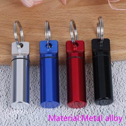 4 Colors Waterproof Aluminum Pill Box Medicine Case Container Bottle Holder Keychain Carabiner Outdoor Pill Case PillBox 1pc