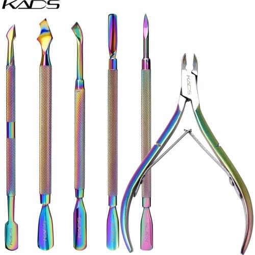 8 Style Dual-ended Nail Cuticle Pusher Rainbow Cutter Nipper Clipper Dead Skin Remover Cuticle Pusher Manicure Nail Art Tool