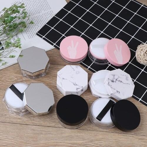 11types Cosmetic Travel Makeup Jar Sifter Container Portable Plastic Powder Box Handheld Empty Loose Powder Pot With Sieve Puff