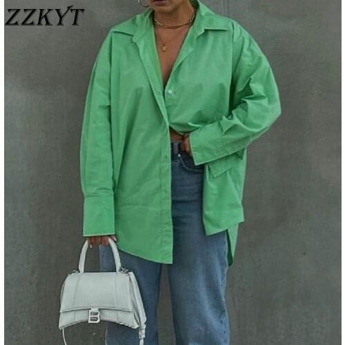 ZZKYT 2021 Women Spring Fashion Solid Button Blouses Vintage Lapel Collar Long Sleeve Office Lady Female Shirt 6 Colors Chic Top