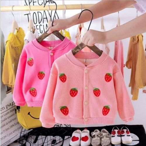 Bobora Toddler Child Long Sweater Knitted Cardigan Jacket Baby Strawberry Sweater Coat Girls Cardigan Girls Winter Sweaters