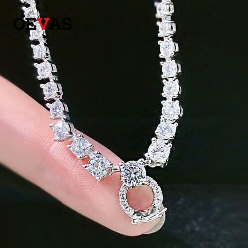 OEVAS 100% 925 Sterling Silver High Carbon Diamond Chain For Pendant Women Sparkling Wedding Party Necklace Fine Jewelry