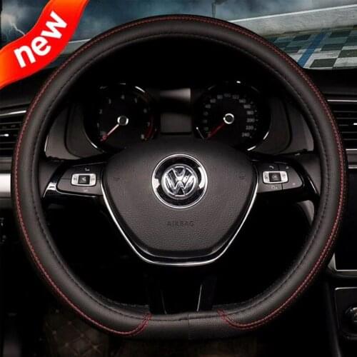D Shape Car Steering Wheel Covers Black Leather Four Season Steering Wheel Hubs Handlebar Covers For Auto Interior Accessories