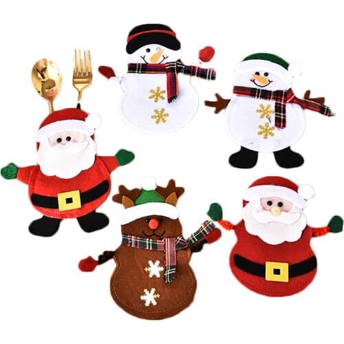 Christmas Silverware Holder Cute 5PCS Tableware Holder Pocket Cutlery Pouch