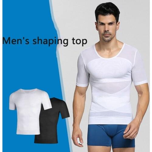 Men Body Shaper Skinny Tummy Waist Tight T-Shirt Trainer Posture Shirt Elastic Abdomen Corset Short sleeved shirt