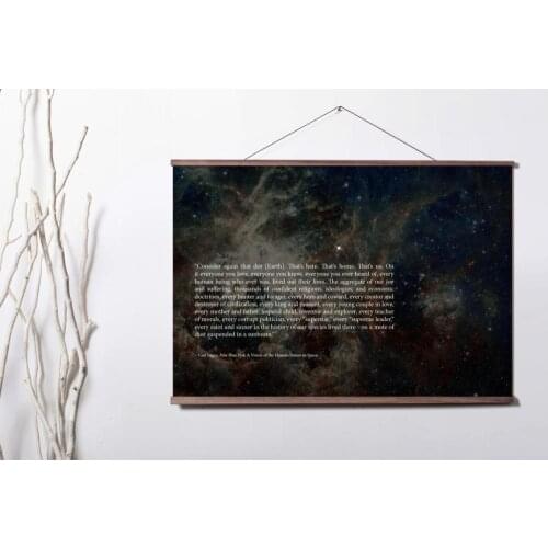 Carl Sagan Pale Blue Dot Space Quote Art Canvas poster decoration painting with solid wood hanging scroll