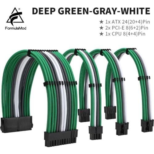 FormulaMod NCK4 Series PSU Extension Cable Kit , Mix Color Cable 300mm ATX24Pin PCI-E8Pin CPU8Pin With Combs PC Power Supply