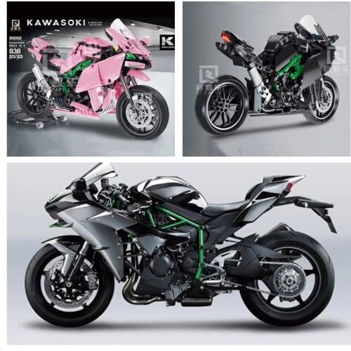 IN STOCK QIZHILE Motorcycle model 85001 85002 838Pcs Pink Black racing car Building Block Bricks Christmas gift birthday Toys