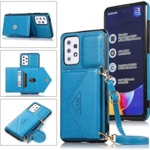 Crossbody Wallet Leather Back Flip Phone Case For Samsung Galaxy A52 5G Card Slots Cover Kickstand Cellphone Shell