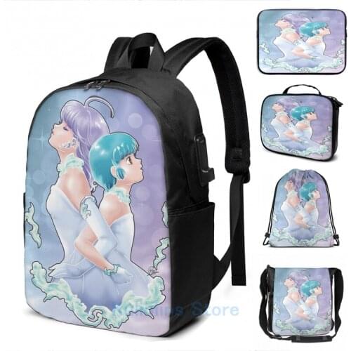 Funny Graphic print Creamy X Yuu USB Charge Backpack men School bags Women bag Travel laptop bag