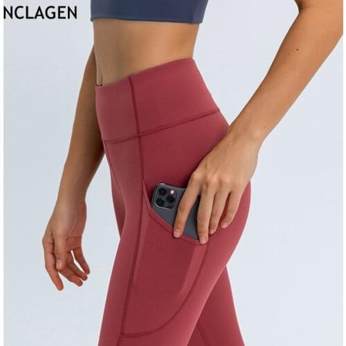 NCLAGEN Fitness Leggings High Waist Women Yoga Pants With Pocket Gym Sport Tights Workout Training Sweatpants Running Capris