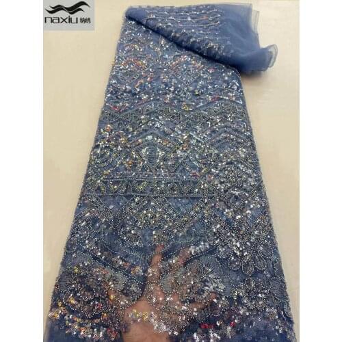 Madison Hot Sale 2021 High Quality African Nigerian Handmade Wedding Beaded 3D Lace Fabric For Dress Embroidery Sewing