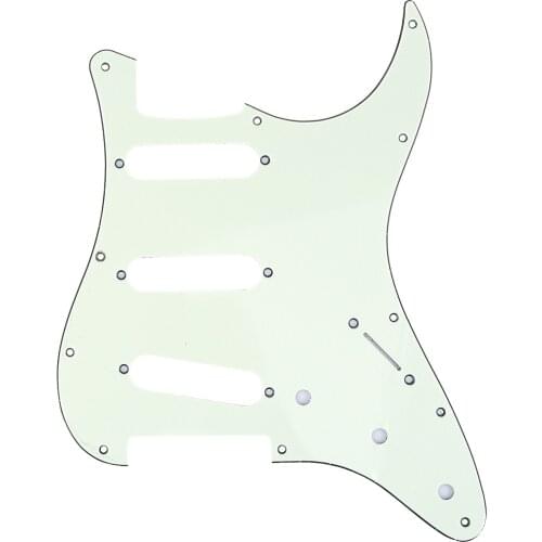 Musiclily Pro 11-Hole 72 or 64 Strat SSS Guitar Pickguard for MIJ JPN Japan Stratocaster, 3Ply Mint Green
