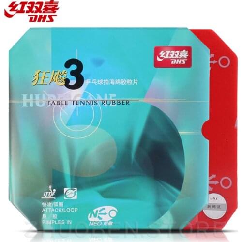 DHS NEO Hurricane 3 Hurricane3 Pips-In Table Tennis PingPong Rubber with Orange Sponge 2.15-2.2mm