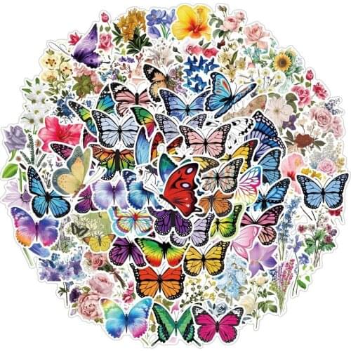 10/50/100pcs Pack Butterfly Stickers for Laptop Skateboard Guitar Stationery Stickers DIY Fridge Car Bottle Decals Kids Toys
