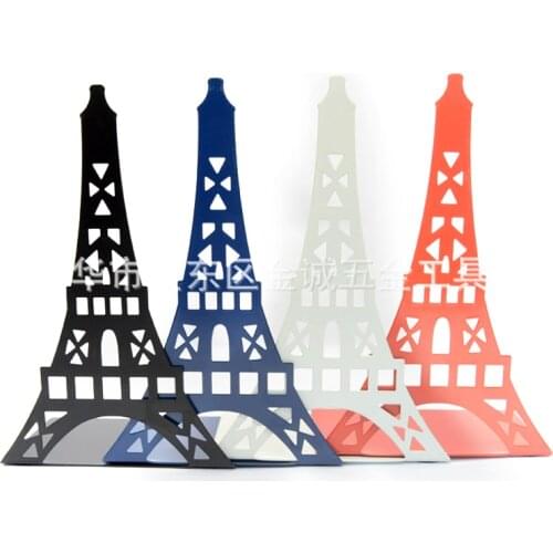 New Creative cute cartoon iron book stand Eiffel Tower Metal Bookends School Office Supplies 902