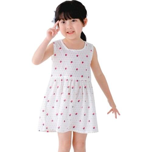 2020 New Girls Clothing Summer Girl Dress Children Kids Berry Dress Back V Dress Girls Cotton Kids Vest dress Children Clothes
