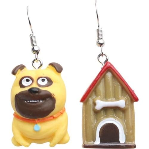 New Funny Cute Cartoon Puppy Bone Asymmetrical Long Earrings Womens Fashion Creative Personality Jewelry Birthday Gifts