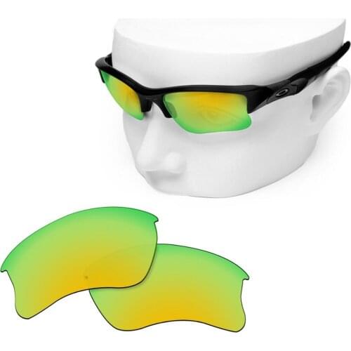 OOWLIT Polarized Replacement Lenses of 24K Gold Mirror for-Oakley Flak Jacket XLJ Sunglasses
