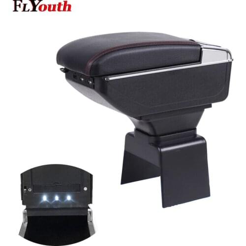 Armrest Box For Peugeot 307/Citroen Elysee 307 2004-2013 USB Charging LED Light Arm Rest Rotatable Centre Console Storage Box