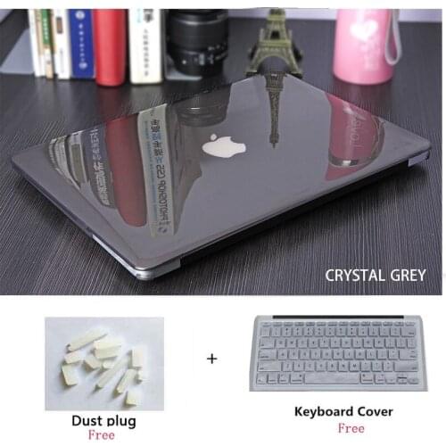 Crystal Laptop Case+ Keyboard Cover+Dust Pulg For Macbook Pro Retina Touch Bar & ID Air 11 11.6 12 13 15 15.4 inch Hard Shell