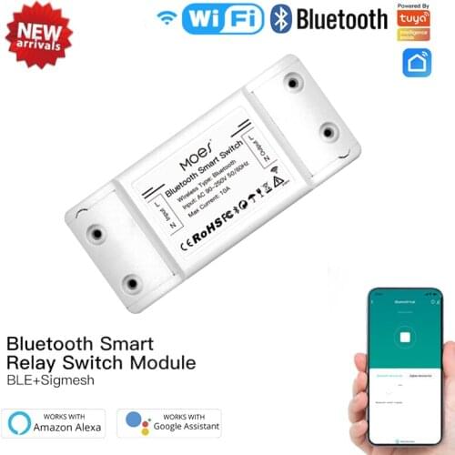 Tuya Bluetooth Wi-Fi Smart Switch Relay Module Single Point Control Sigmesh Wireless Remote Control Works with Alexa Google Home