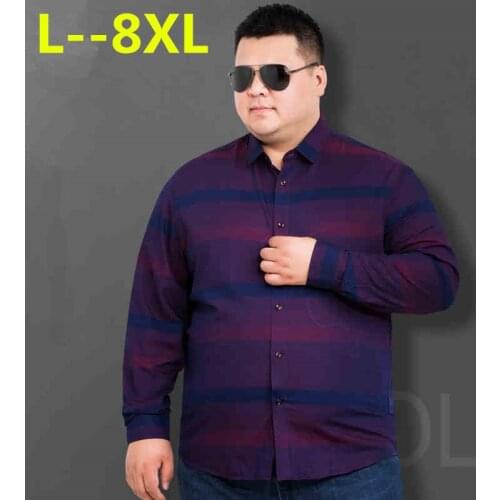 8XL 6XL 5XL 4XL New Arrival Mens shirt Long Sleeve Striped Shirts Mens Dress Shirt Brand Casual cotton Style Checks Blue Shirts