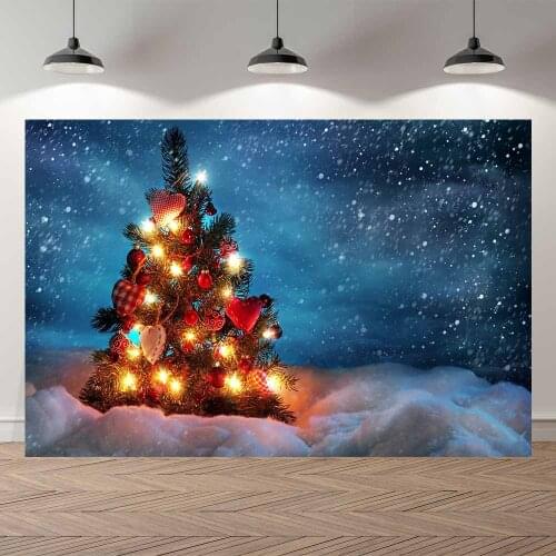 Seekpro Photography Background Merry Christmas Happy New Year Party Cartoon Snow Forest wood house Backdrop Photo Photocall