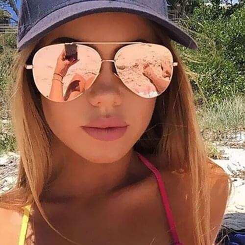 TOYEARN New Vintage Oversized Pilot Sunglasses Women Men Fashion Brand Designer Metal Frame Mirror Sun Glasses For Female UV400