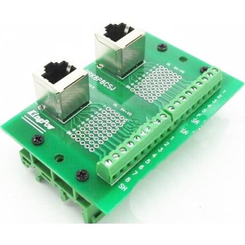 Vertical rj45 RJ45 Ethernet LAN Breakout PCB Board interface Terminal port C45 DIN Rail Mounting Connector