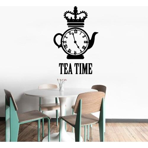 Always Tea Time Quote Vinyl Wall Decals Home Decor Kitchen Coffee Shop Art Mural Stickers Removable Wallpoof CX1776
