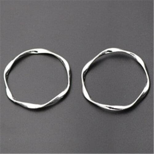 WKOUD 10pcs Silver Color Hollow Fold Ring Charm Earring Necklace DIY Fashion Jewelry Charm Alloy Pendants A808