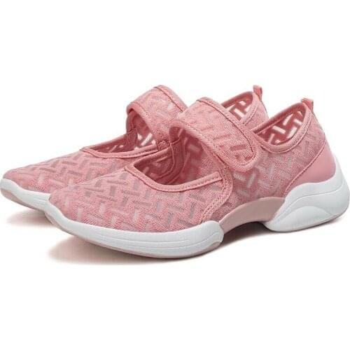 Womens Non-Slip Casual Flat Round Toe Hollow Out Cosy Breathable Cloth Shoes Mesh Mothers Gift New 2021