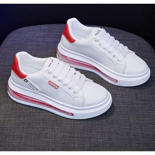 New Spring Women Casual Platform Shoes Leather Fashion Simple Girl Leisure Thick-soled Flat Shoes Air Cushion Sneakers 4 Colors