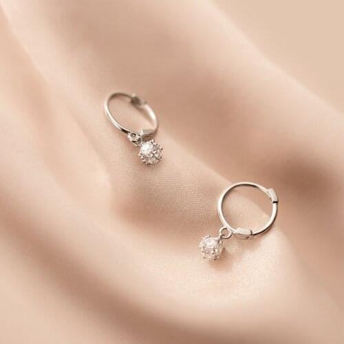 MloveAcc New Design 925 Sterling Silver CZ Ball Droplet Hoop Earrings for Women Girls Summer Fashion Silver Jewelry