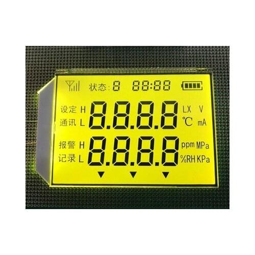 36P TN Positive 4-Digits Segment LCD Panel with Temperature Humidity Symbol Pressure Yellow Green Backlight