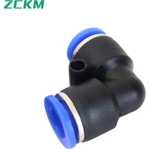 ZKCM Pneumatic Connector PV L-Shaped Plastic Connector 4 6 8 10 12 14 MM For Air Water Hose Tube Push Quick Connection