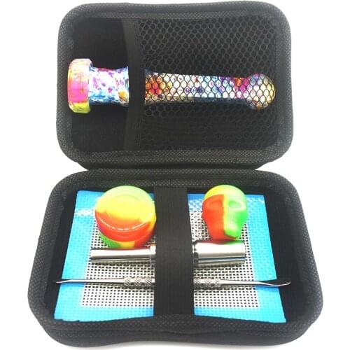 1Set Silicone Dabs Pipe With Titanium Nail Jar Fumar Hierba Cigarette Weed Accessories Nectar Dry Herb Collector Tobacco Pipas