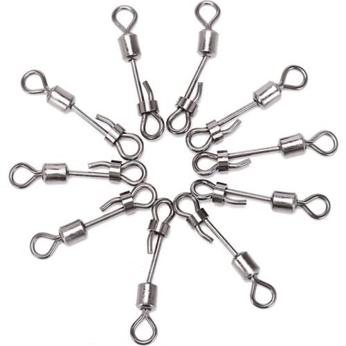 10pcs New Rolling Swivel With Hanging Snap Fishing Tackle Fishhooks Fishing Connector Fishing Swivels With Snap