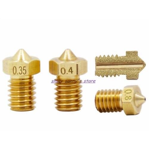 15pcs/lot E3D-V5 V6 Nozzle 0.2---1.0mm Part Copper 1.75mm Filament M6 Threaded Brass 3D Printers Parts Brand New