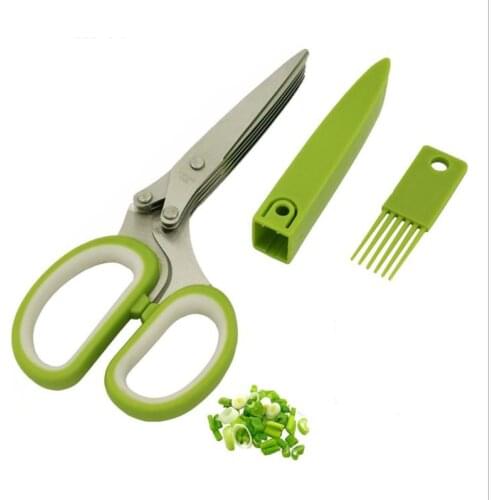 20.8cm 8.2inch Minced 5 Layers Basil Rosemary Kitchen Scissor Shredded Chopped Scallion Cutter Herb Laver Spices Cook Tool Cut