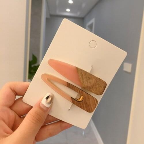 2020 New Fashion Women Stitching Wood Hair Clips Geometric Barrettes Hairpin Clips Hair Styling Accessories For Daily Life