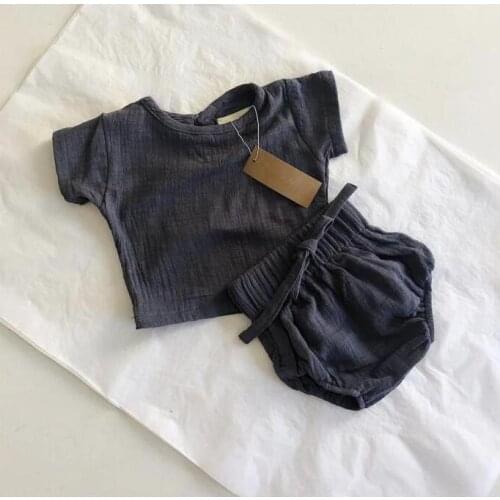 2021 Linen Casual Sets Tops+shorts Cute Baby Toddler Clothing Sets Baby Linen Short Sleeve Pp Hot Pants Two-piece Set Baby