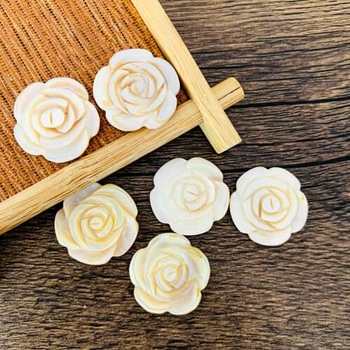 2PCS Natural Shell Rose Beads 20mm Mother of Pearl Shell Flower DIY Charms Pendant Earrings Jewelry Making Findings Accessories